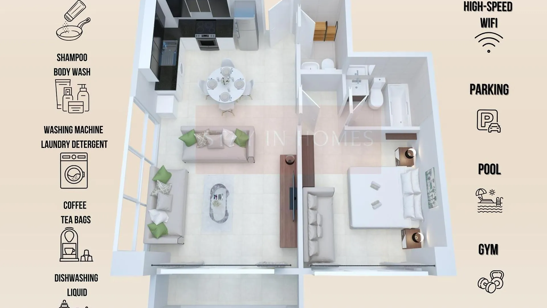 Apartment Central Business Bay By Stayinhomes - 10 Mins Burj Khalifa - 1Bed - Parking - Pool - Gym Dubai